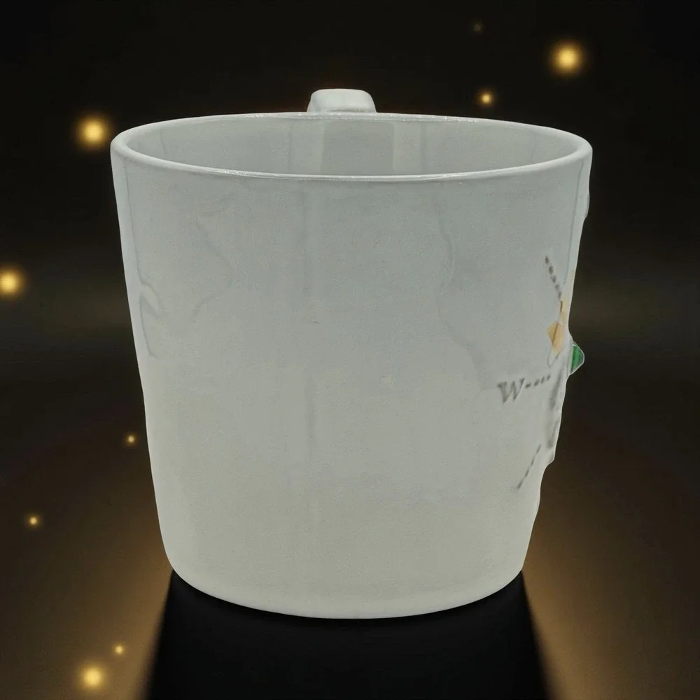 Starbucks Anniversary Mug 12oz Ceramic White Gold Siren Eye Compass 2014 Rare - Picture 5 of 7
